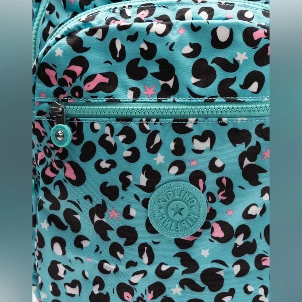 KIPLING Backpack Large Leopard Pattern Laptop Pocket Zipped NWT